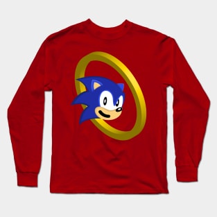 sonic mascot and golden circle ring Long Sleeve T-Shirt